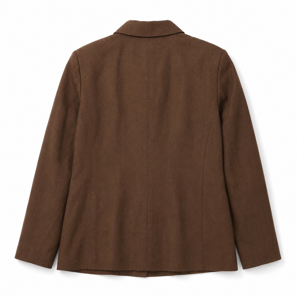 Talbots‎ Irish Linen Safari Field Jacket Womens 16 Chocolate Brown Utilty Blazer - Picture 4 of 11